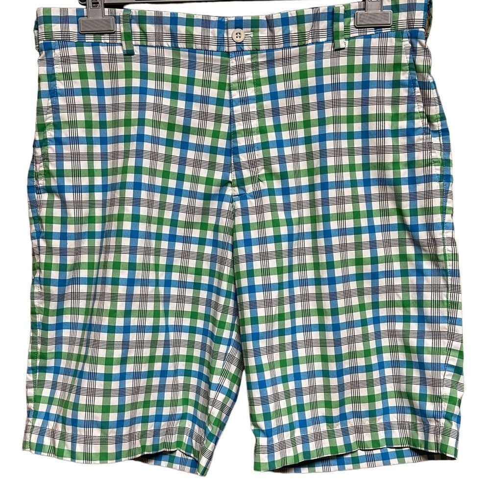 Nike Golf Dri-Fit Mens Shorts 36 Flat Front Plaid‎ Check Chino Comfort